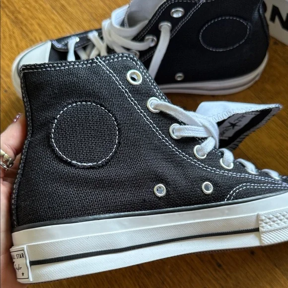 New Stussy Converse High Top Sneakers in Black and White - Picture 6 of 7